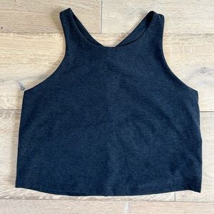Beyond Yoga High Neck Crop Top - Heathered Black - XL